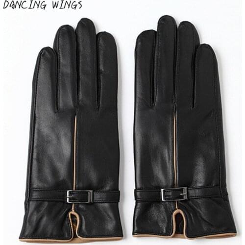New Designer Womens Gloves Genuine Leather Sheepskin Warm Winter full finger cycling gloves for Autumn