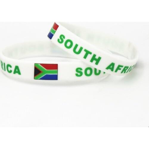 1PC Football Sports Silicone Wristband White Green Soccer Sports South Africa National Flag Jack Rubber Bracelets&Bangles SH238
