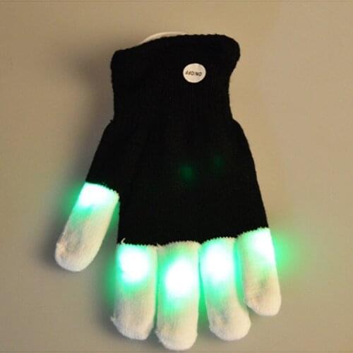 1Pcs Winter Novelty Party Glow Party Supplies Glowing Gloves LED Rave Flashing Glove Glow 7 Mode Light Up Finger Tip Lighting