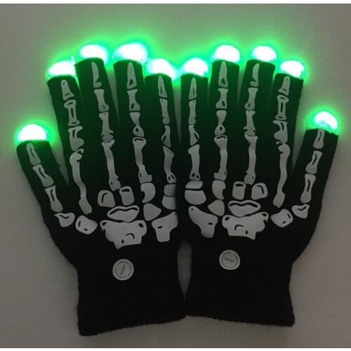 1pcs LED Flashing Skeleton Gloves Glow Light Up Finger Lighting Dance Party Decoration Choreography Props Christmas