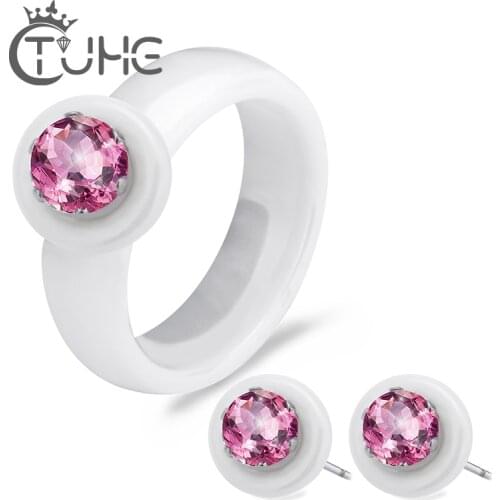 2017 New Wedding & Engagement Jewelry Sets China Style Ceramic Rings & Earrings for Bride Statement Stud Earrings Wedding Gift