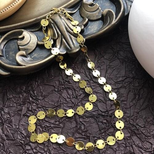 2021 New Product Personality Disc Gold Color Short Necklace Simple Hip Hop Punk Style Clavicle Chain Womens Jewelry