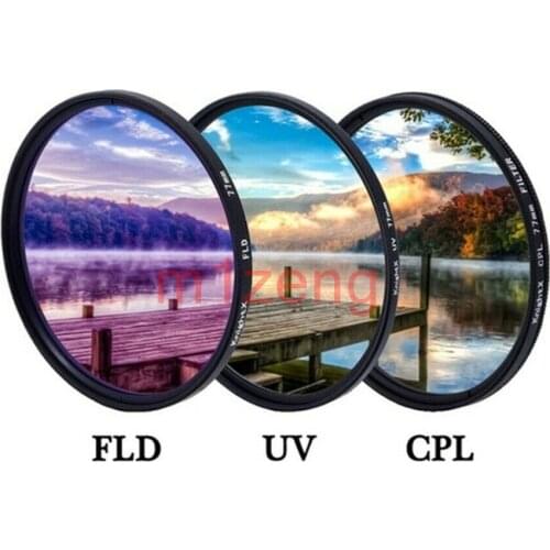 30 37 40.5 43 46 49 52 55 58 62 67 72 77 82 mm UV + FLD + CPL Lens Filter Protector for canon nikon pentax sony dslr camera