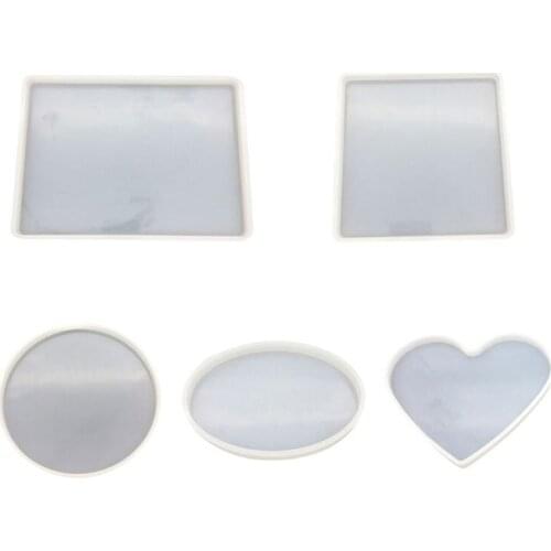 5 Pcs/set Coaster Silicone Resin Molds Round Square DIY Crafts Making Epoxy Mold