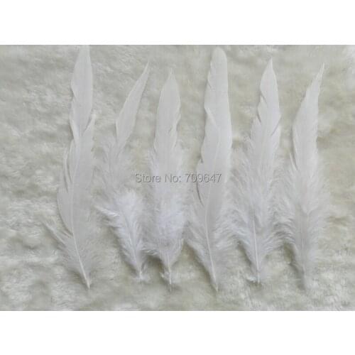 50Pcs/Lot! 6-8Inches 15-20cm Long Natural WHITE Rooster Saddle Feathers, Loose Plumes for Jewelry Making