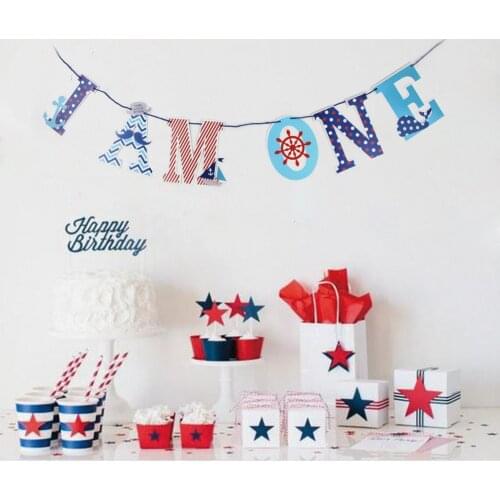 1.2m/4ft I AM ONE Banner Nautical Party 1st Banner Anchor Highchair Baby Banner First Birthday Banner Baby Sprinkle Photo Prop
