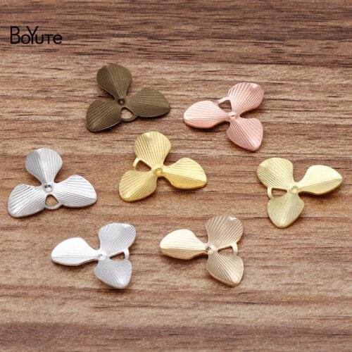 BoYuTe (100 Pieces/Lot) 18MM Metal Brass Stamping Flower Charms for Jewelry Making Diy Hand Made Materials Wholesale