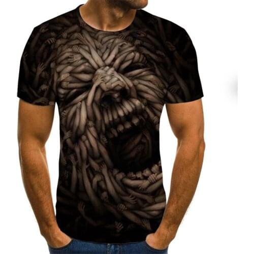 Horror skull T-shirt Summer novel t-shirt mens 3DT shirts Harajuku graphic T-shirts Round neck Tshirt short sleeves Hip-hop tops