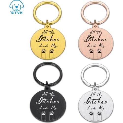 Dog ID Tag Pet Cat Collar Mascotas Kitten Puppy ID Tags Pendant Round Necklace Perro Collars Tag Accessories Free Engraving