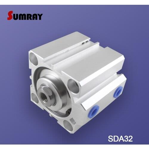 SUMRAY Pneumatic Air Cylinder SDA Type 32mm Bore 5/10/15/20/25/30/35/40/45/50-100mm Stroke Aluminium Alloy Pneumatic Cylinder