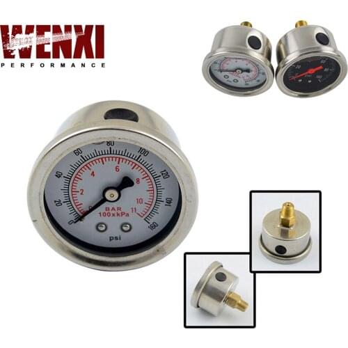 Fuel Pressure Gauge Liquid 0-100 psi / 0-160psi Oil Pressure Gauge Fuel Gauge Black/white Face WX-OG33
