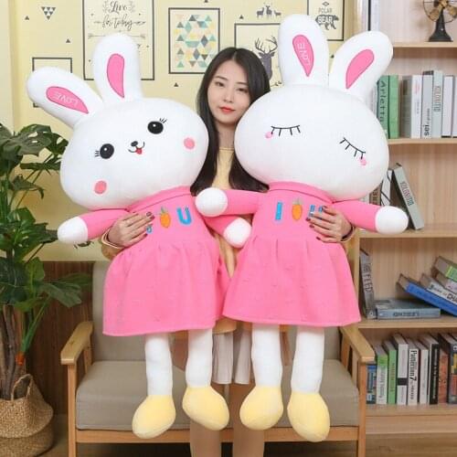 65-105cm Cute Pink Rabbit Plush Toy Bunny With Skirt Doll Stuffed Soft cartoon Animal Doll High Quality Kids Girls Birthday Gift