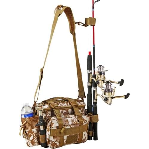 Multifunctional Fishing Tackle Bag Outdoor Sports Single Shoulder Bag Waist Pack Fishing Lures Gear Storage Bag Crossbody Bags