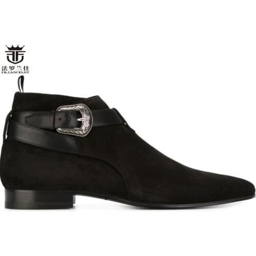 2019 FR.LANCELOT hot design real leather pointed toe boots men top brand chelsea boots british style fashion winter boots men