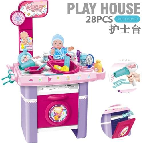 New Christmas gIrls toys set 28PCS 72CM Kids Pretend Play Nurse Doctor Baby Mediccare house Table toys Kit Educational Toy Set