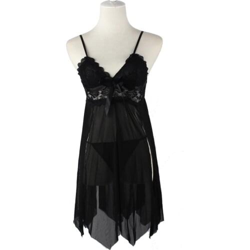 Nightgown Women Sexy Girls Lingerie Underwear Sleepwears Lace Dress Open G-string Nightdress Free Size chemise de nuit femme 03