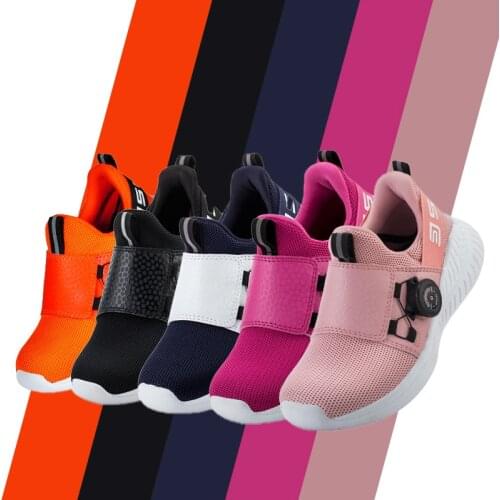 2020 new Kid shoes boys girls Sneakers Rotary button elastic belt shoes sports Damping buffer Anti-slippery Comfortable soft
