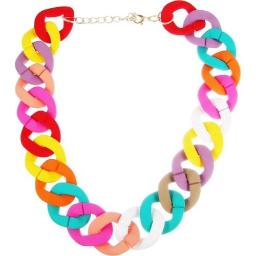New Matte Colorful Acrylic Chunky Chain Necklace For Women Statement Big Long Chain Pendants Necklaces Fashion Female Jewelry