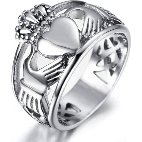 Hollow Crown Heart Irish Love Symbol Cladda Couple Wedding Ring