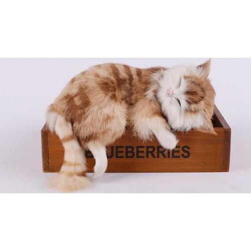 Naughty simulation cat toy polyethylene & furs yellow sleeping cat doll gift 19x10x13cm 2557