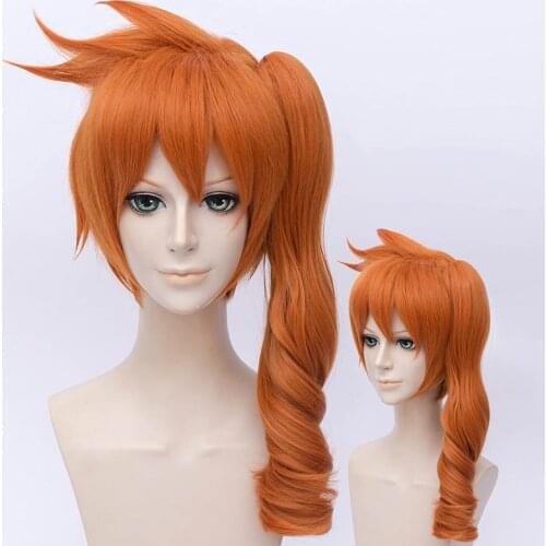 Anime My Hero Academia Itsuka Kendo Long Orange Red Heat Resistant Cosplay Costume Wig + Wig Cap