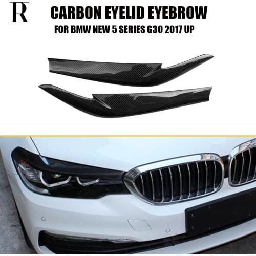 G30 Carbon Fiber Front Lamp Eyebrow Sticker Trim Cover for BMW New 5 Series 528i 530i 540i 2017 UP