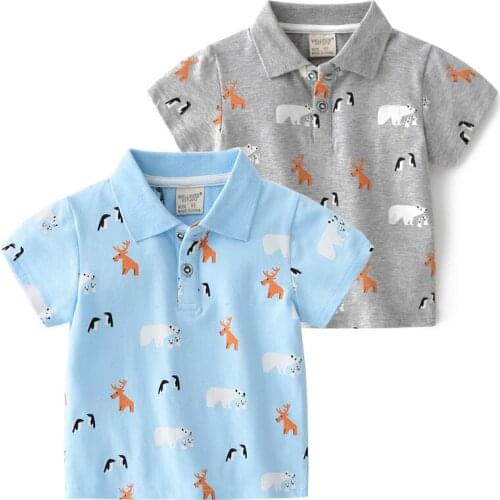 Cute Pattern Striped Summer Boys Polo T-shirts Cotton Quality Fabric Toddler Tops Tees Kids Clothes