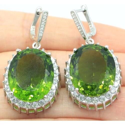 82x35mm Stunning Long Big Heavy 30g Created Violet Tanzanite Rhodolite Garnet White Cubic Zircon Womans Wedding Silver Earrings