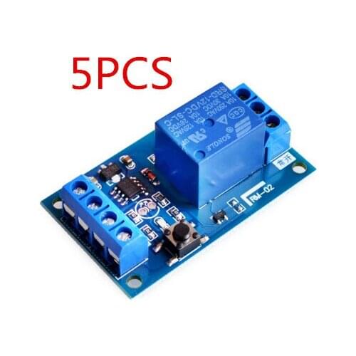 5PCS 12V Single Bond Button Bistable Relay Module Modified Car Start and Stop Self-Locking Switch One Key