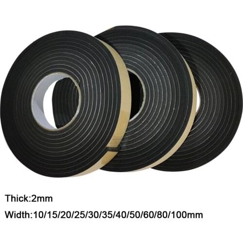 10M Rubber Self Adhesive Sponge Seal Strip Width 10-100mm Thick 2mm EVA Black Foam Anti-collision Seal Gasket