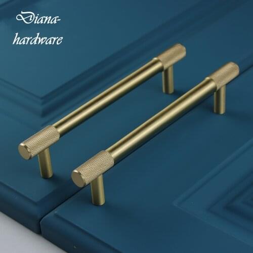 Luxury Satin Brass Both Sides Knurled/Textured Handle Gold Cabinet Knob Kitchen Cupboard Door Pulls Furniture Handle Hardware