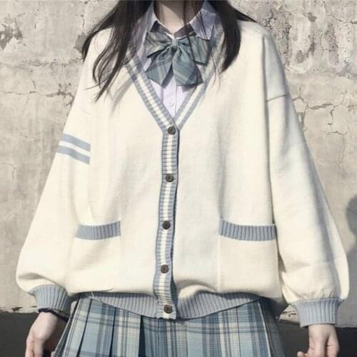 Spring/Autumn Preppy Style Japanese Sweet Girl Fresh Fairy Gentle JK Uniform Shirt Loose Tender Lolita Puff Sleeve Sweater
