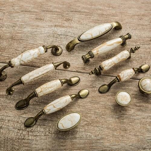 Antique Furniture Handles Marble Vein Knobs and Handles Ceramic Handles for Kitchen Cupboards Cabinet Door knobs Drawer Pulls