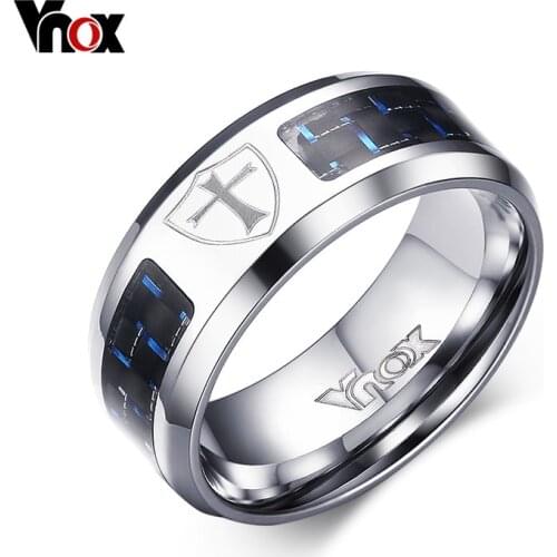 Vnox Mens Cross Ring Stainless Steel Men Jewelry 8mm School Jewelry