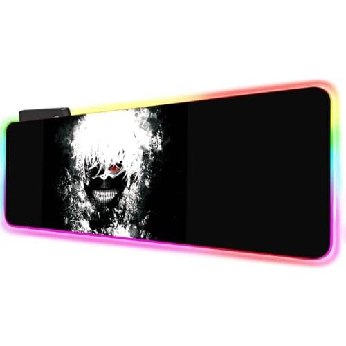 Tokyo Ghoul Large LED Light RGB Waterproof Gaming Mouse Pad USB Wired Gamer Anime Mousepad Mice Mat 7 Colors for Computer PC Pad