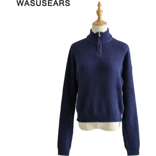 Women sweaters and pullovers 2020 long sleeve long sleeve turtleneck knitted sweater with zipper casual korean fashion female