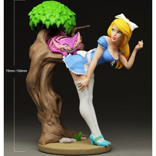 1/24 75mm 1/18 100mm Resin Model Figure Pretty Girl and Cat Unpainted No Color RW-235