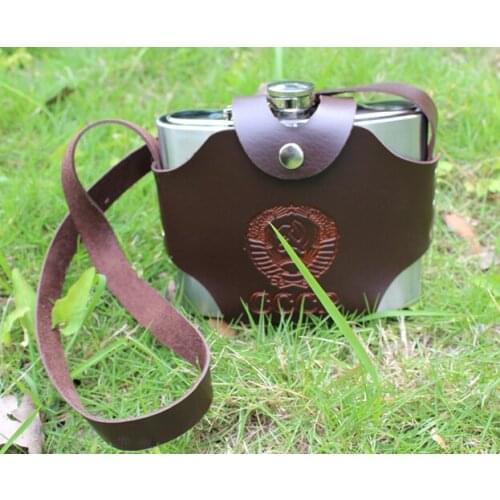 1PC Large Capacity 32 oz Leather Thickening 304 Stainless Steel Proof Kettle Pot Hip Flask Whiskey Wine Bottle Gifts EJZ 1112