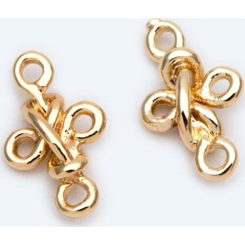 10pcs Gold Knot Link, Earring Connectors, Necklace Pendants, Gold Plated Brass (GB-2158)