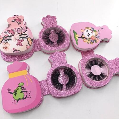 2021 New Style Foam Eyelash Box Pretty Pink Lash Package Dramatic Glitter Case with 25MM Mink Lash