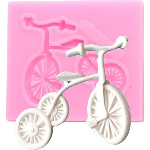 3D Bicycle Silicone Mold Baby Party Cupcake Topper Fondant Molds Baking Cake Decorating Tools Candy Chocolate Gumpaste Moulds