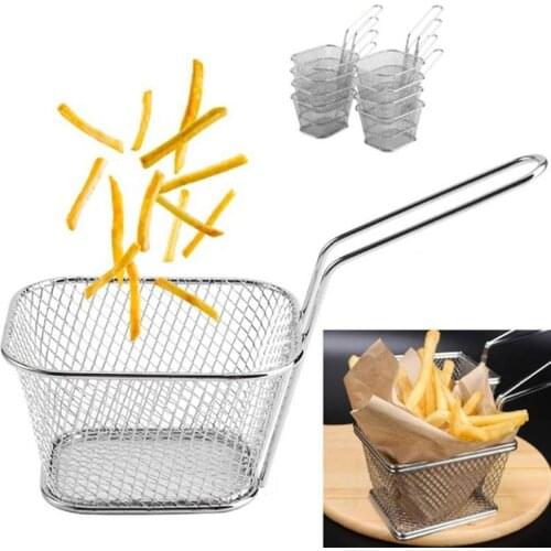 4Pcs Portable Stainless Steel Mini Frying Basket Strainer Fryer Kitchen Cooking Baskets Colander Tool French Fries Basket
