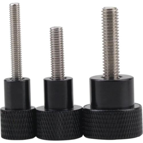 4pcs M4 Stainless steel knurled knob flat high head screws Aluminum alloy handle big round head screw black 6-25mm length
