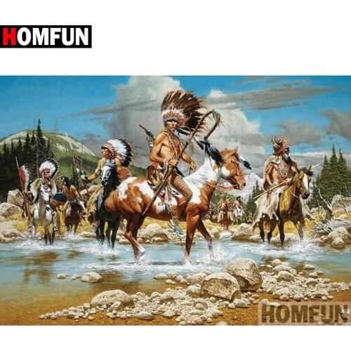 HOMFUN 5D Diamond Painting Full Square/Round "Animal horse man" Picture Of Rhinestone DIY Diamond Embroidery Home Decor A27410