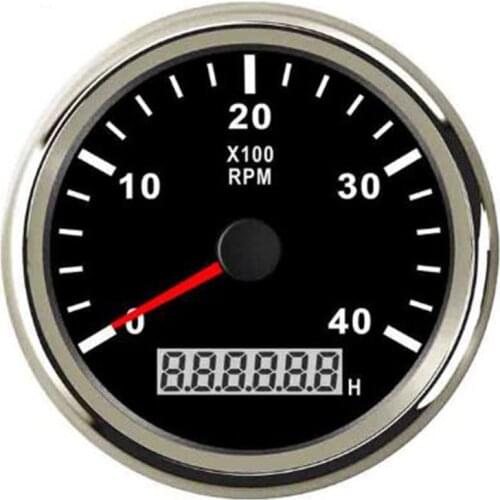 85mm Diesel Engine Tachometer With Digital Hourmeter Red Backlight 0-4000RPM Tacho Meter Gauge For Marine Car Truck 12V 24V