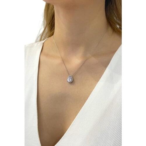 White Drop Anturaj Zircon Sterling 925 Silver Pendant