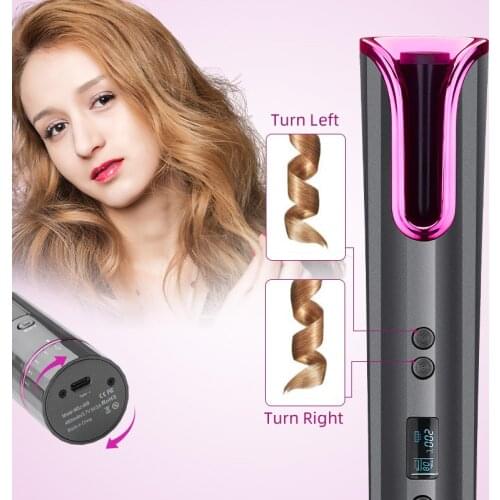 Hair Curler USB Wireless Automatic Rotating LED Display Temperature Adjustable Styling Tool Hair Iron Dryer Brush 2021 Newest