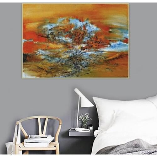 Citon Zao Wou-Ki《10.1.68》Canvas Art Oil Painting Abstract Artwork Poster Picture Backdrop Modern Wall Decor Home Decoration