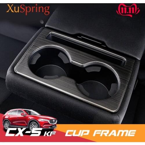 For Mazda CX-5 CX5 2017-2020 KF Car Rear Seat Cup Holder Trim Cover Stickers Bezel Frame Ring Strips Garnish Styling