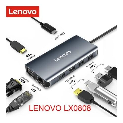 Lenovo type-c docking adapter HDMI/VGA/ gigabit port adapter cable interface converter computer extension dock LX0808 USB3.0 HUB